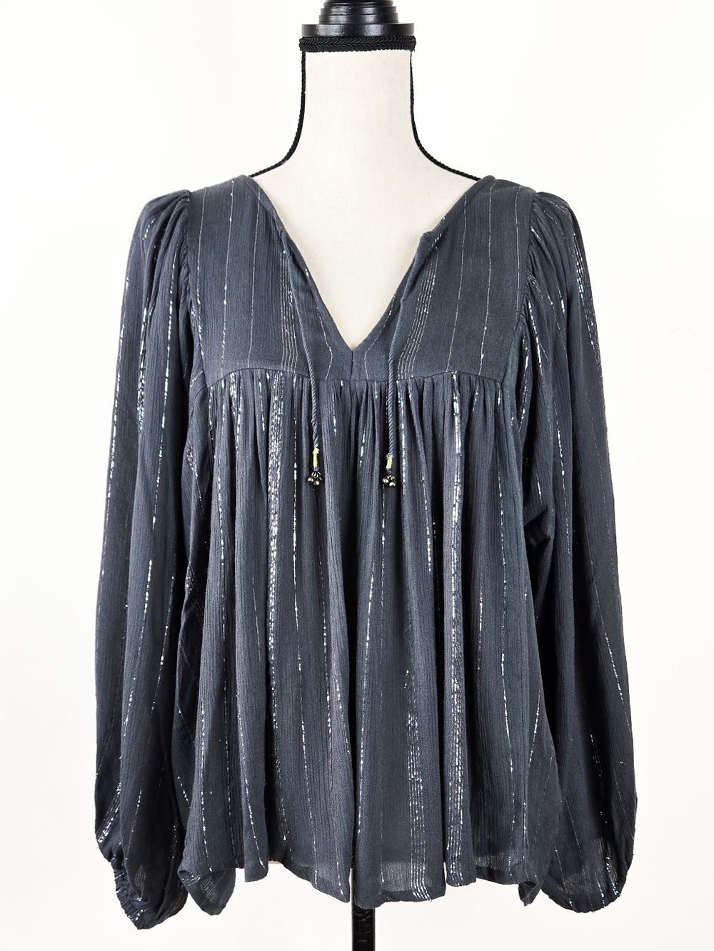 EUC Blue Boheme Tess Blouse, Gray